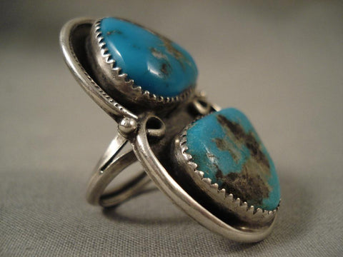 Big Old Vintage Navajo Bisbee Turquoise Silver Ring