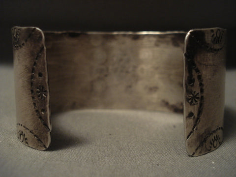 Very Old Vintage Navajo Hand Tooled Silver Bracelet