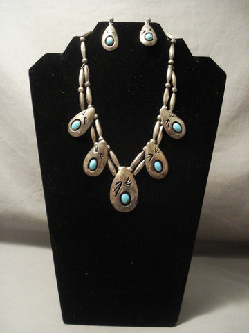 Very Old Vintage Navajo Silver Turquoise Necklace