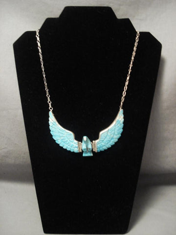 Flying Moveable Wings Vintage Navajo Eagle Silver Necklace