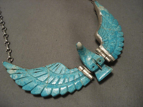 Flying Moveable Wings Vintage Navajo Eagle Silver Necklace