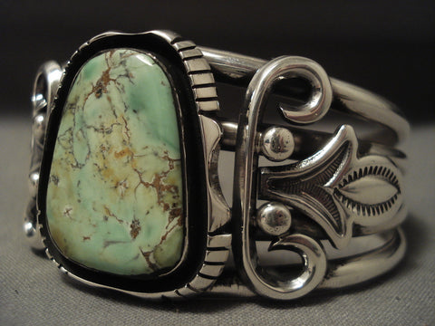 Important *famous Artist* Navajo Herman Vandever Damal Turquoise Silver Bracelet