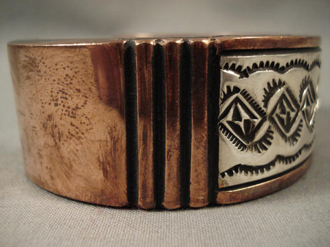 Hvy Vintage Navajo 242 Gram Silver Copper Bracelet