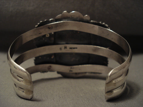 Huge Vintage Navajo Spider Turquoise Silver Wing Bracelet Old