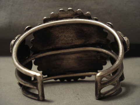 Huge Early Vintage Navajo Natural Turquoise Silver Bracelet