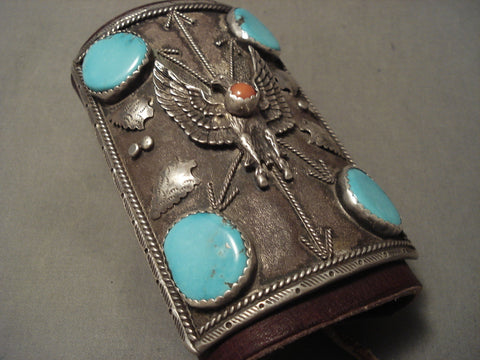 Huge Huge Huge Vintage Navajo 'Eagle' Bisbee Turquoise Silver Ketoh Bracelet