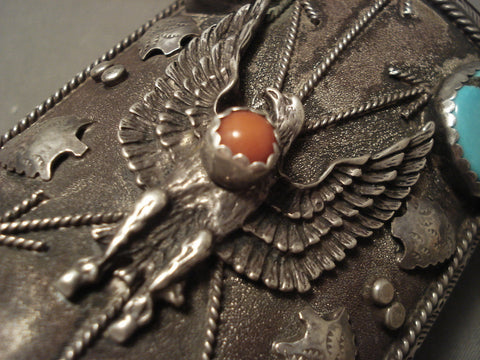 Huge Huge Huge Vintage Navajo 'Eagle' Bisbee Turquoise Silver Ketoh Bracelet