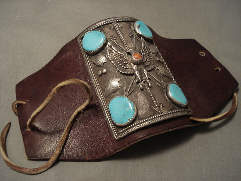 Huge Huge Huge Vintage Navajo 'Eagle' Bisbee Turquoise Silver Ketoh Bracelet