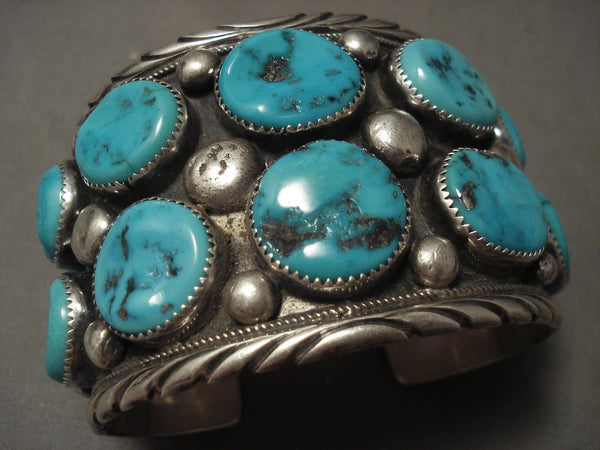 The Biggest And Best Vintage Navajo Freddie Weekoty Turquoise Silver Bracelet