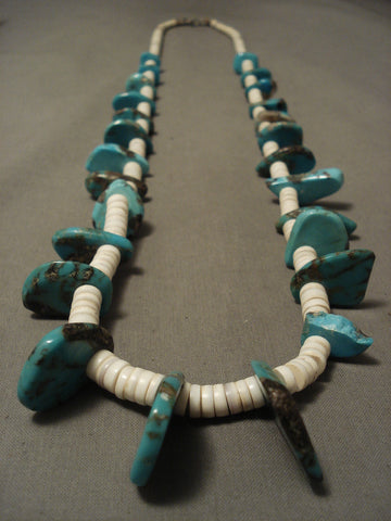 Early 1900's Vintage Santo Domingo Turquoise Shell Necklace Old