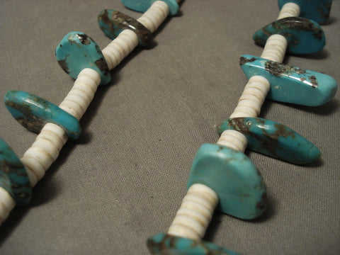 Early 1900's Vintage Santo Domingo Turquoise Shell Necklace Old