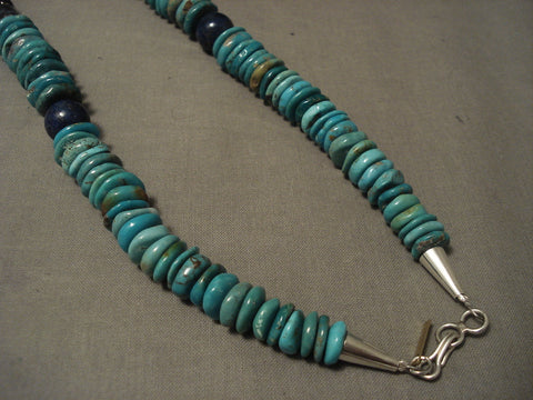 Opulent And Authentic Vintage Navajo Thomas Singer Turquoise Silver Necklace