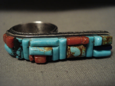 Amazing Stone Work Navajo Turquoise Brick Silver Ring