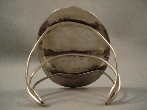 Huge Vintage Zuni leaf Turquoise Silver Bracelet