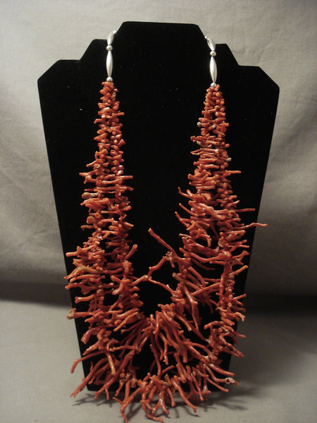 Museum Vintage Navajo 'Coral Sea' Silver Necklace Old