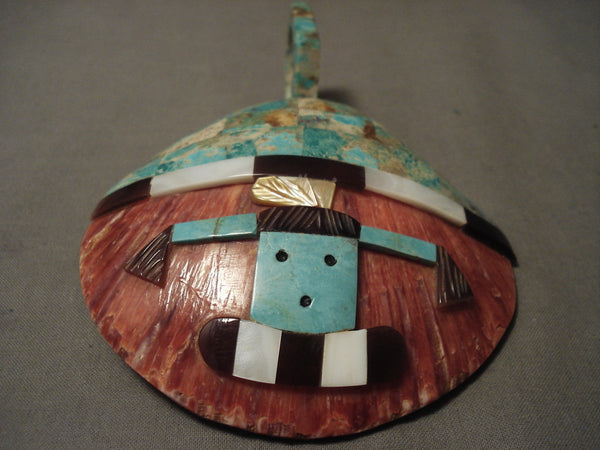 Colossal Vintage Santo Domingo 'Turquoise Bail' Kachina Pendant