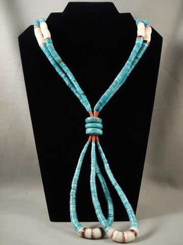 Early Vintage Santo Domingo Graduating Turquoise Necklace Old