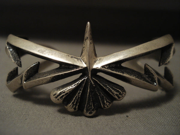 Important Navajo Aaron Anderson 'Lightning' Silver Bracelet
