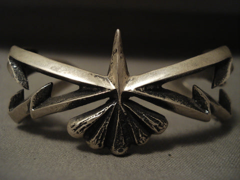 Important Navajo Aaron Anderson 'Lightning' Silver Bracelet