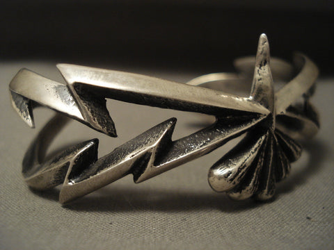 Important Navajo Aaron Anderson 'Lightning' Silver Bracelet