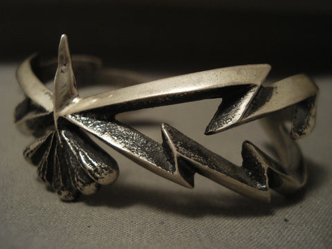 Important Navajo Aaron Anderson 'Lightning' Silver Bracelet