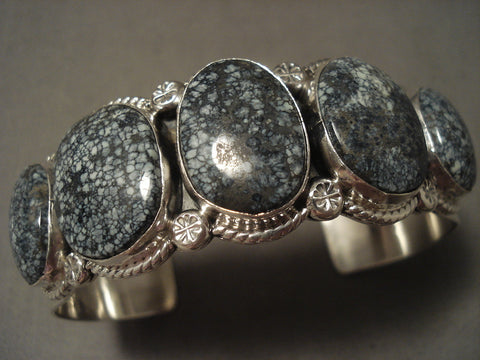 Very Rare Vintage Navajo 'New Lander Blue Turquoise' Silver Bracelet