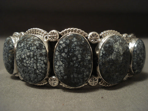 Very Rare Vintage Navajo 'New Lander Blue Turquoise' Silver Bracelet