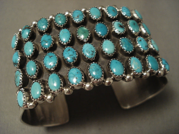 Domed Turquoise Galore Navajo Silver Bracelet