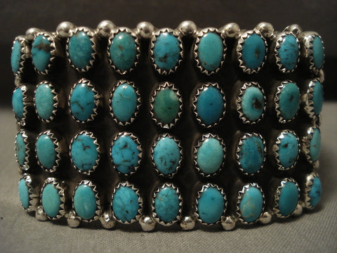 Domed Turquoise Galore Navajo Silver Bracelet