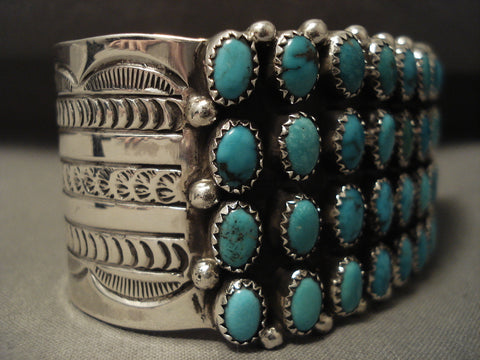 Domed Turquoise Galore Navajo Silver Bracelet