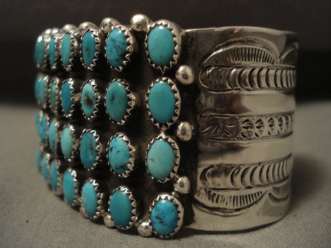 Domed Turquoise Galore Navajo Silver Bracelet