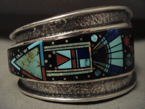 Museum Navajo 'Space Age Kachina' Turquoise Silver Bracelet