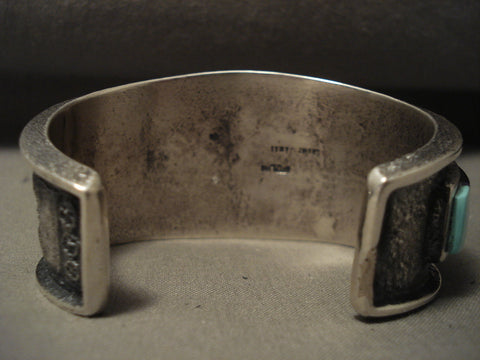 Museum Navajo 'Space Age Kachina' Turquoise Silver Bracelet