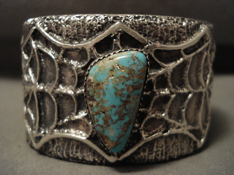 Museum Modernistic Navajo Spider Web Silver Bracelet