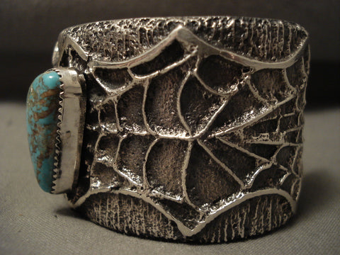 Museum Modernistic Navajo Spider Web Silver Bracelet
