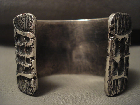Museum Modernistic Navajo Spider Web Silver Bracelet