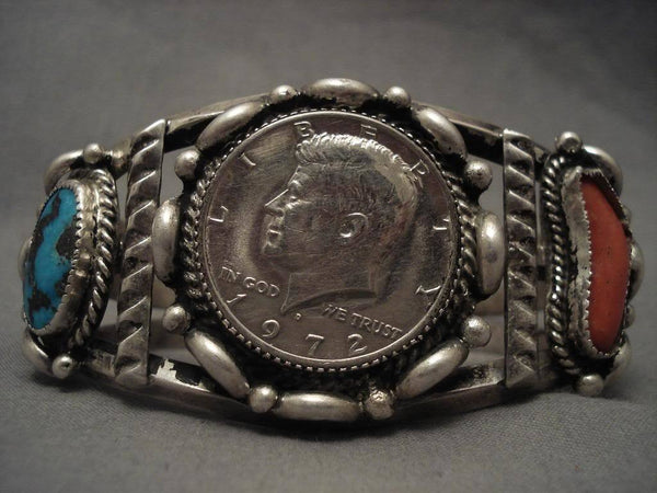 Museum Vintage Navajo High Grade Bisbee Turquoise Silver Bracelet