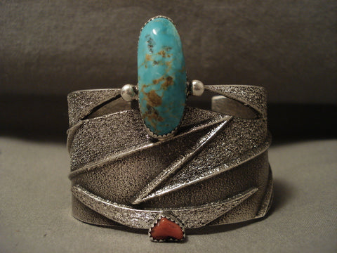 Lightning Bolt Navajo #8 Or Royston Turquoise Silver Bracelet
