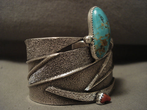 Lightning Bolt Navajo #8 Or Royston Turquoise Silver Bracelet