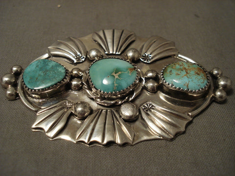 Important Very Famous Artist Kee Joe Benally Turquoise Silver Pin