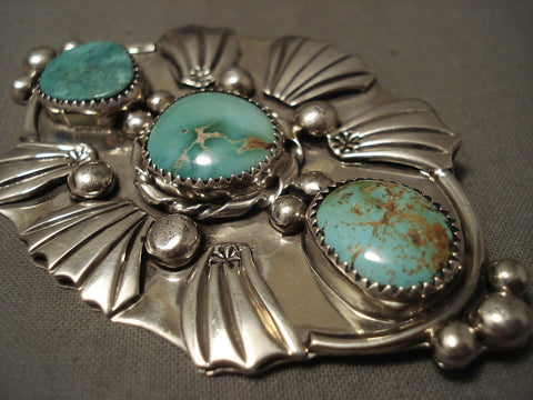 Important Very Famous Artist Kee Joe Benally Turquoise Silver Pin