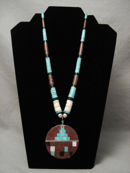 Museum Vintage Santo Domingo Mosaic Geomtric Turquoise Sandstone Necklace