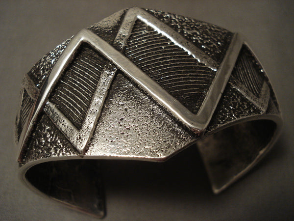 Zig Zag Crazy Mountain Navajo Heavy Silver Bracelet