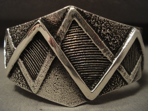 Zig Zag Crazy Mountain Navajo Heavy Silver Bracelet