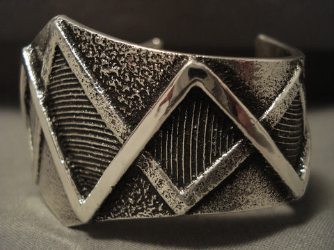 Zig Zag Crazy Mountain Navajo Heavy Silver Bracelet