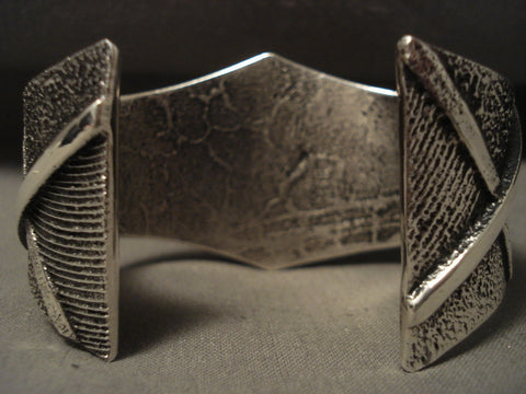 Zig Zag Crazy Mountain Navajo Heavy Silver Bracelet