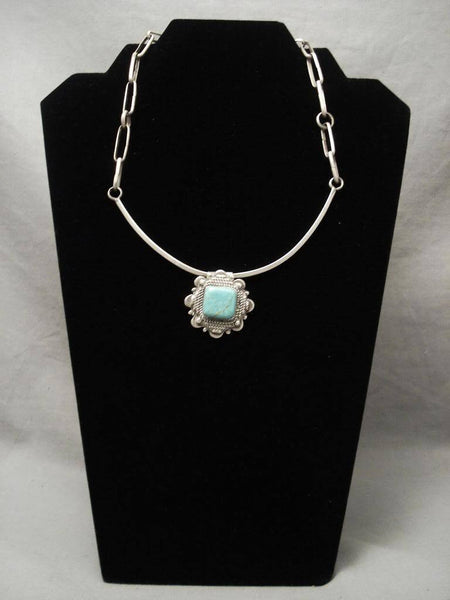 Fabulous Vintage Navajo/ Choctaw #8 Turquoise Silver Necklace