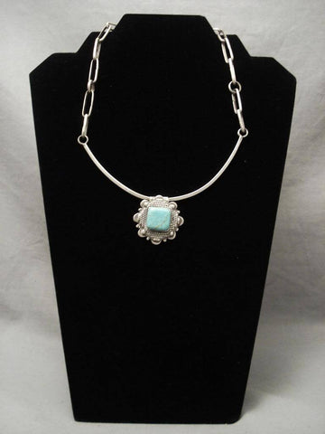 Fabulous Vintage Navajo/ Choctaw #8 Turquoise Silver Necklace