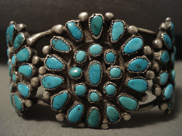 Early 1900's Vintage Zuni/ Navajo Turquoise Silver Bracelet Old