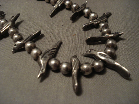 Bird Hand Carved Vintage Navajo/ Santo Domingo Sterling Silver Old Necklace